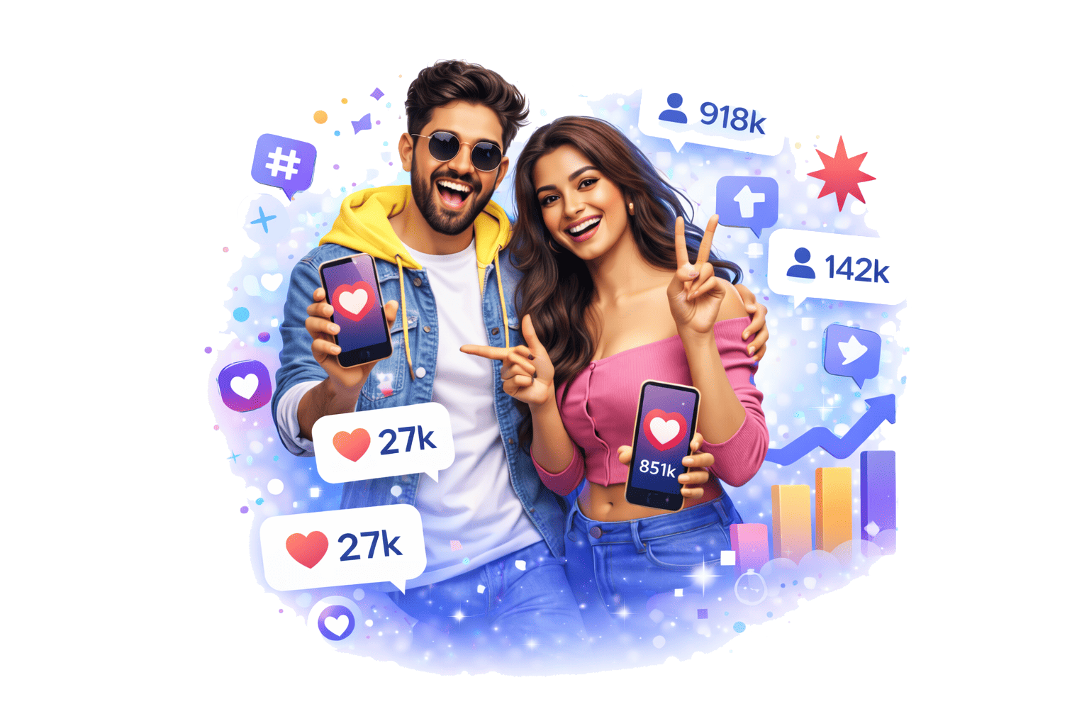 Funny influencer illustration
